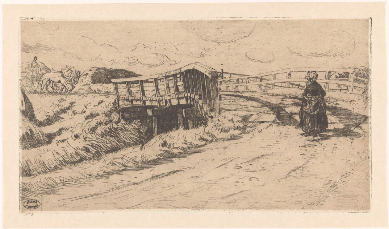 Estrada rural com ponte de Pieter Dupont
