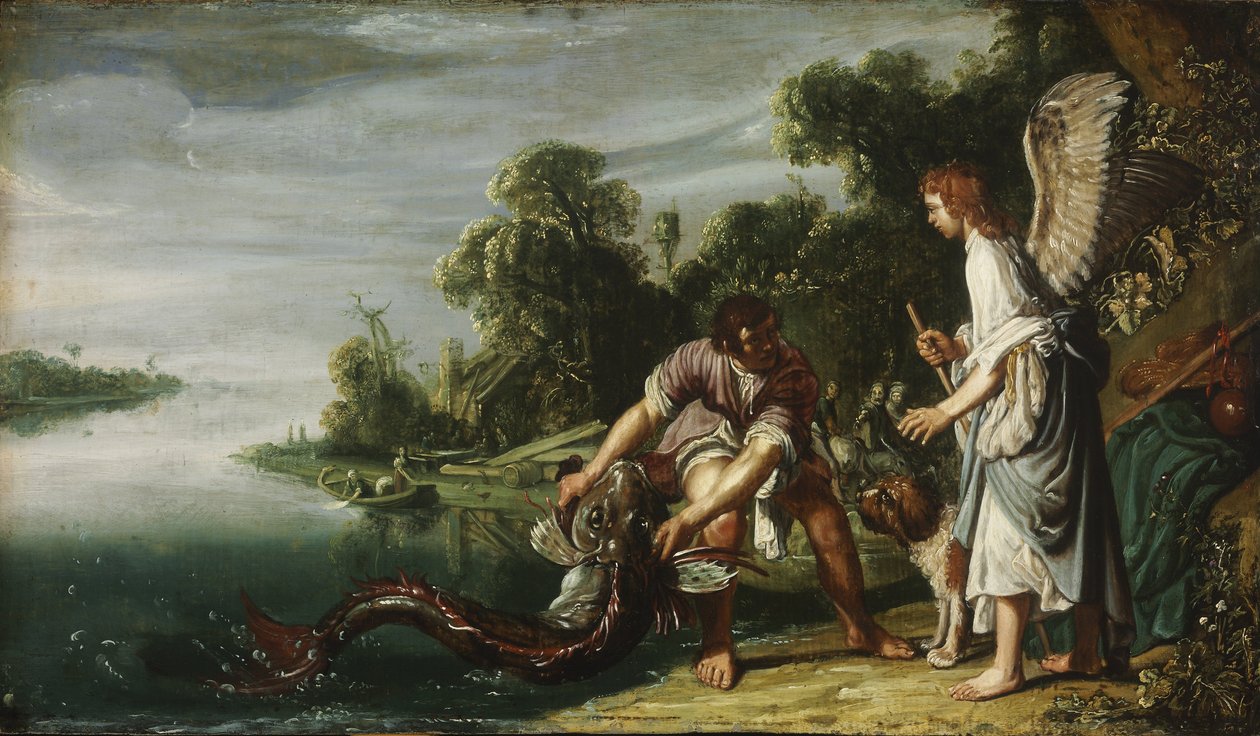 O anjo e Tobias com o peixe de Pieter Lastman