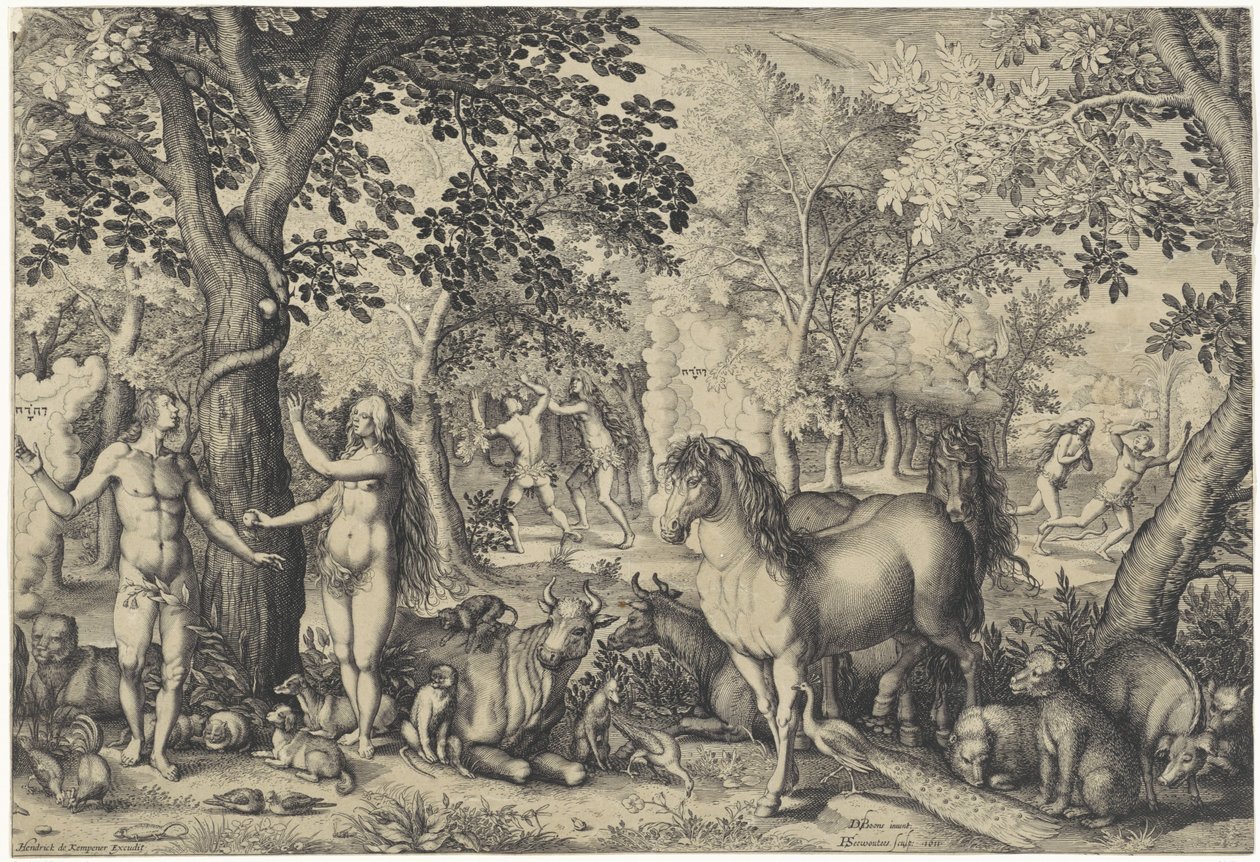 Adão e Eva no paraíso de Pieter Serwouters