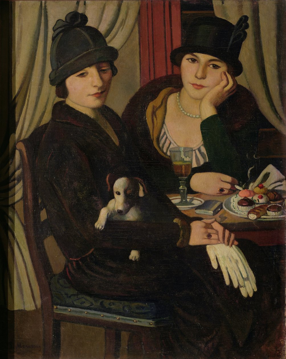 Mulheres em um café, c.1924 de Pietro Marussig