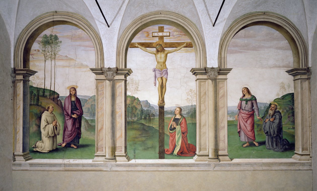 A Crucificação, 1494-96 de Pietro Perugino