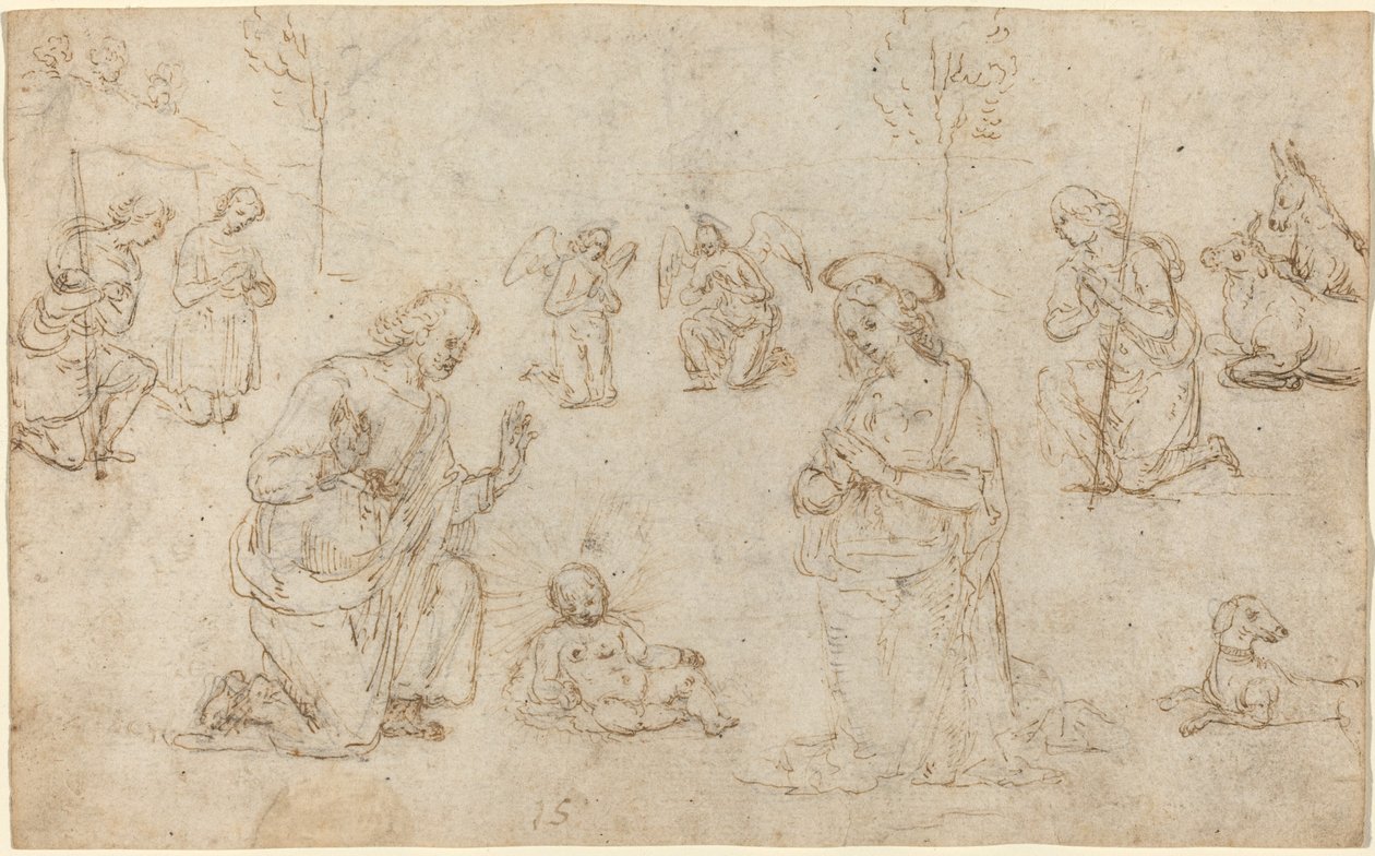 A adoração dos pastores de Pietro Perugino
