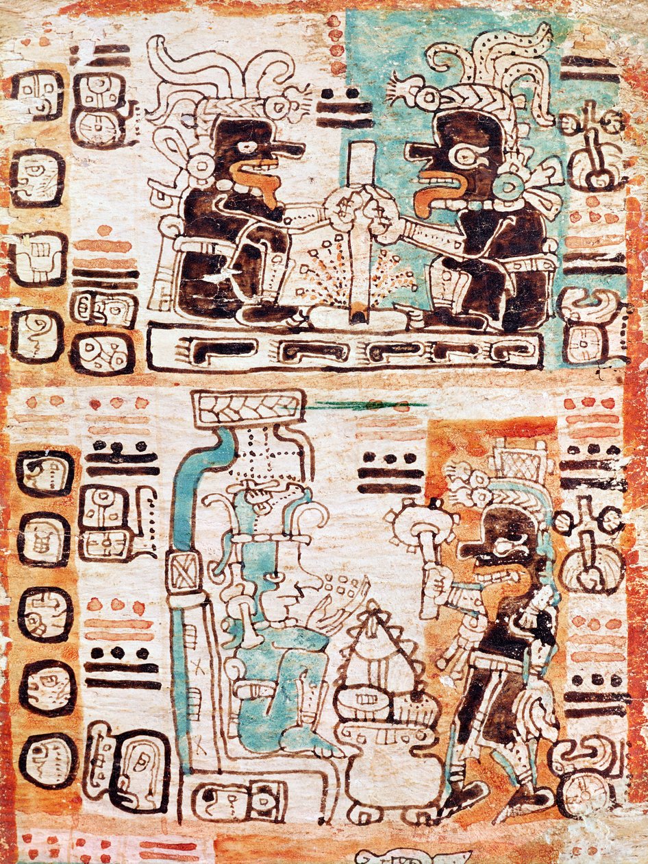 Detalhe de um códice maia de Pre Columbian