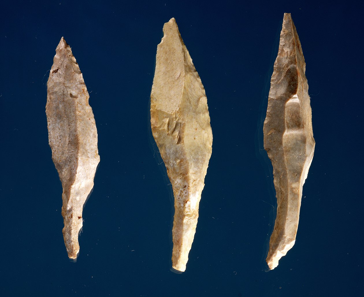 Três cabeças de flecha (sílex) de Prehistoric