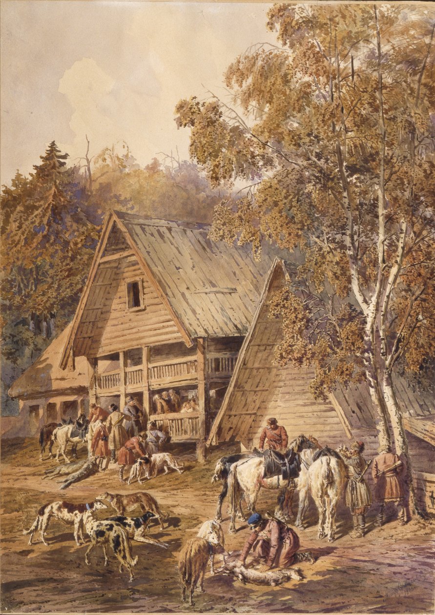 Os caçadores, 1863 de Pyotr Petrovich Sokolov