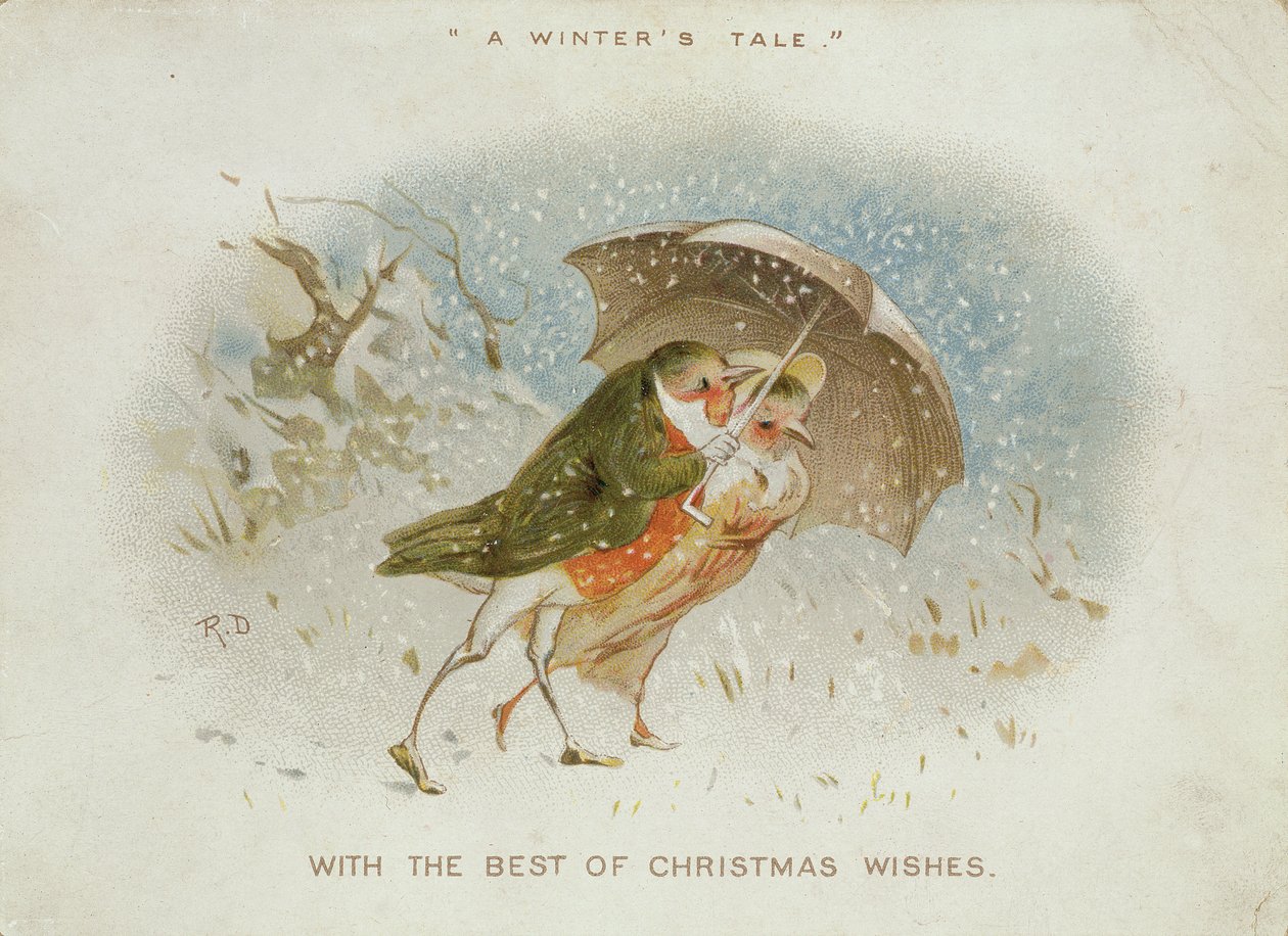 Um conto do inverno, cartão de Natal do Victorian de R. Dudley