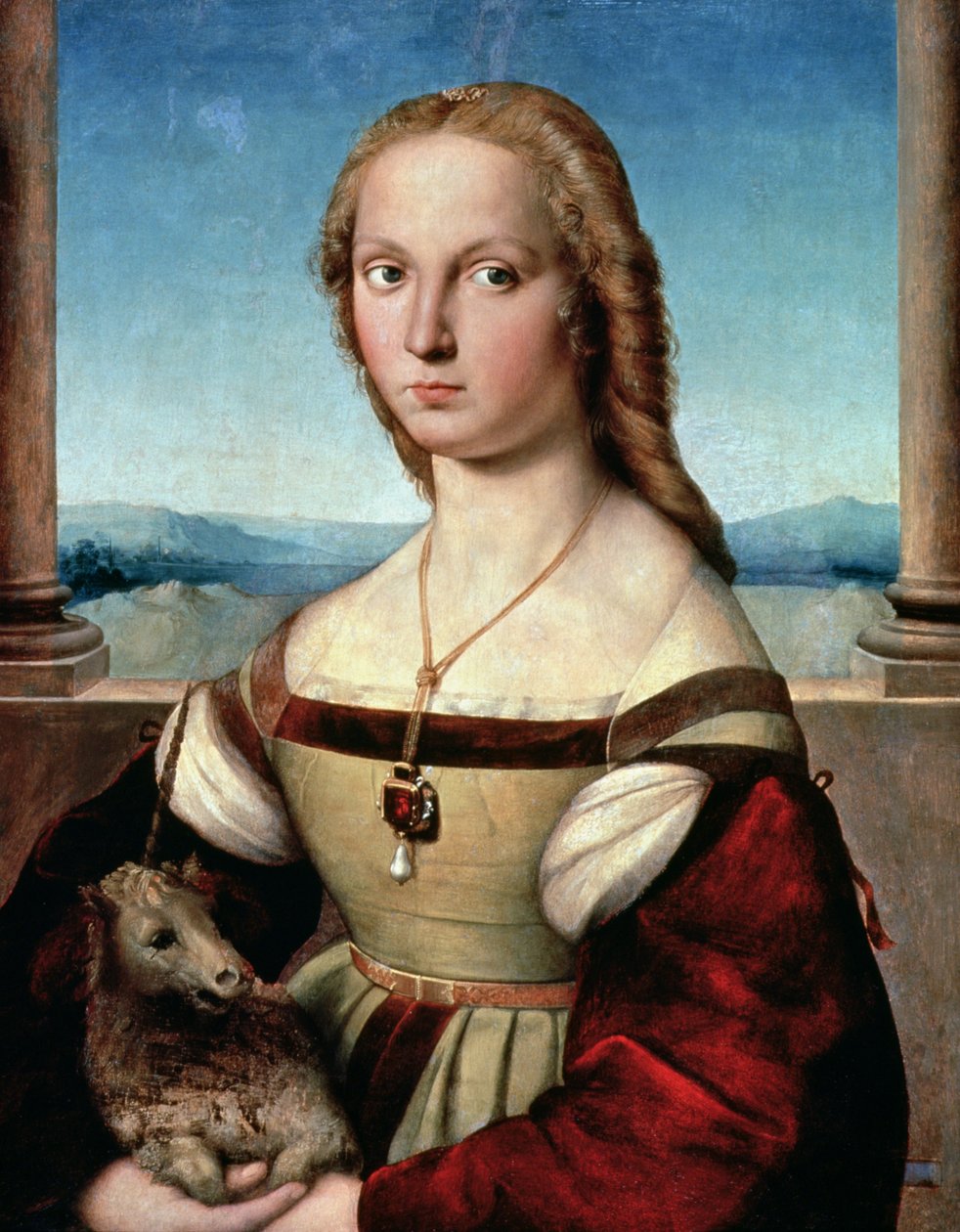 Retrato de uma senhora com um unicórnio, c.1505-6 de Raffaello Sanzio Raphael