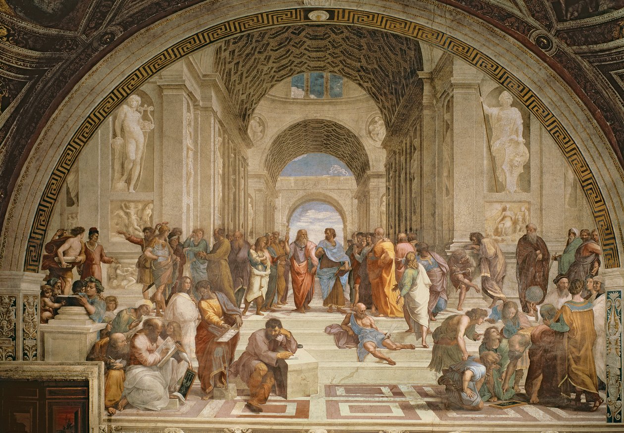 Escola de Atenas, da Stanza della Segnatura, 1510-11 de Raffaello Sanzio Raphael