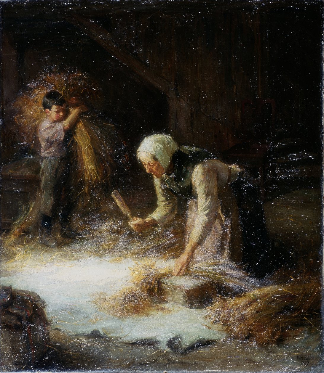 Threshing as colisões, 1899 de Ralph Hedley
