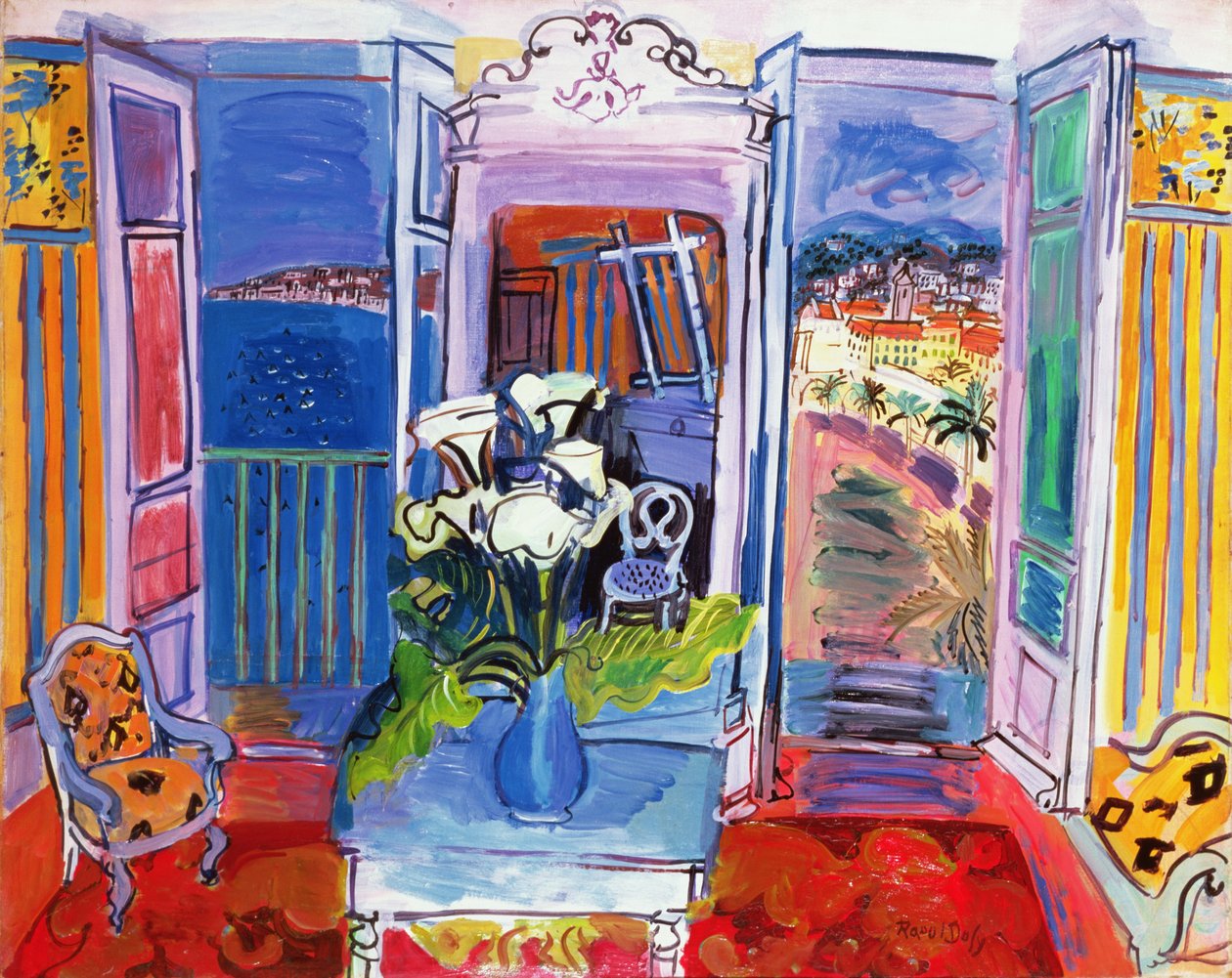 Interior com janelas abertas de Raoul Dufy