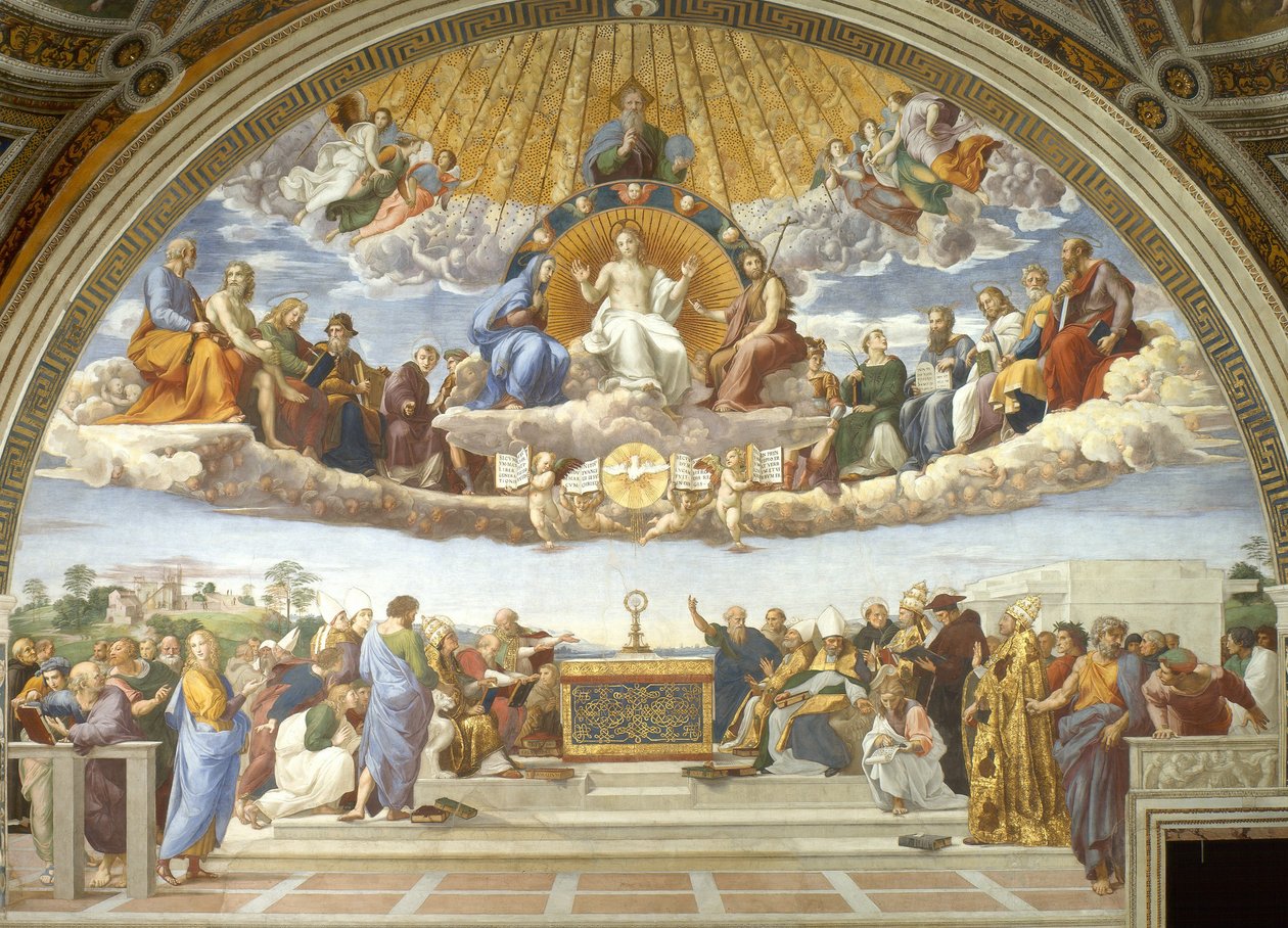 Disputa, a partir da Stanza della Segnatura de Raphael