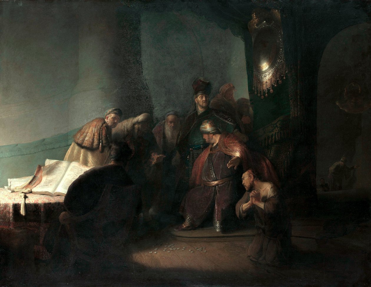 Judas devolvendo as trinta moedas de prata de Rembrandt van Rijn