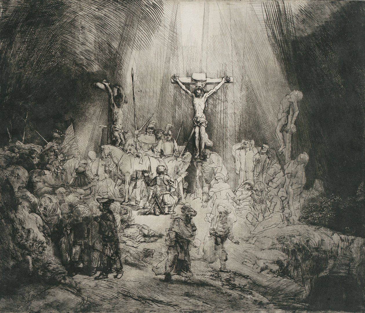 Cristo crucificado entre os dois ladrões (as três cruzes) de Rembrandt van Rijn