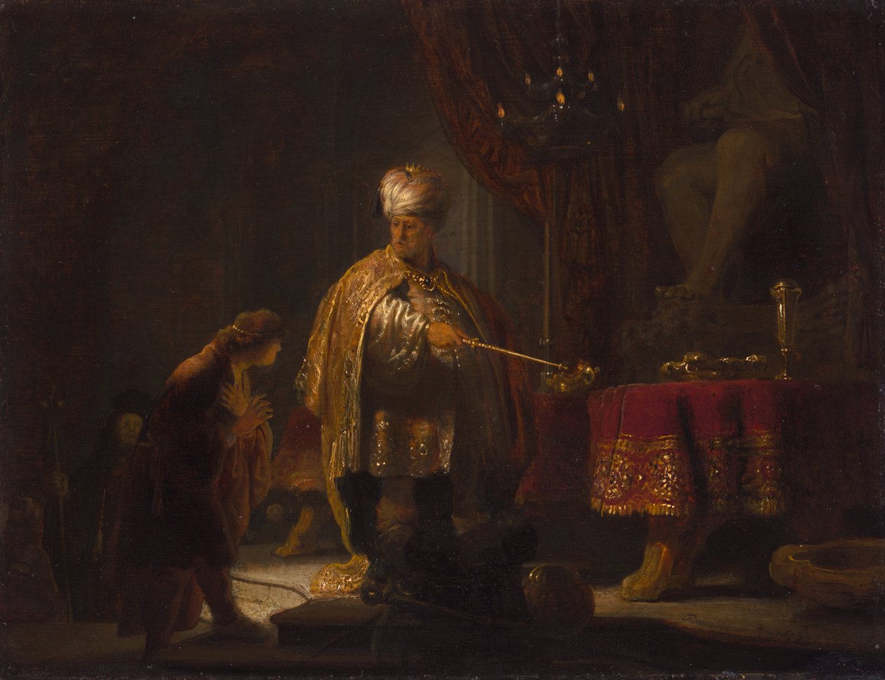 Daniel e Ciro antes do ídolo Bel de Rembrandt van Rijn