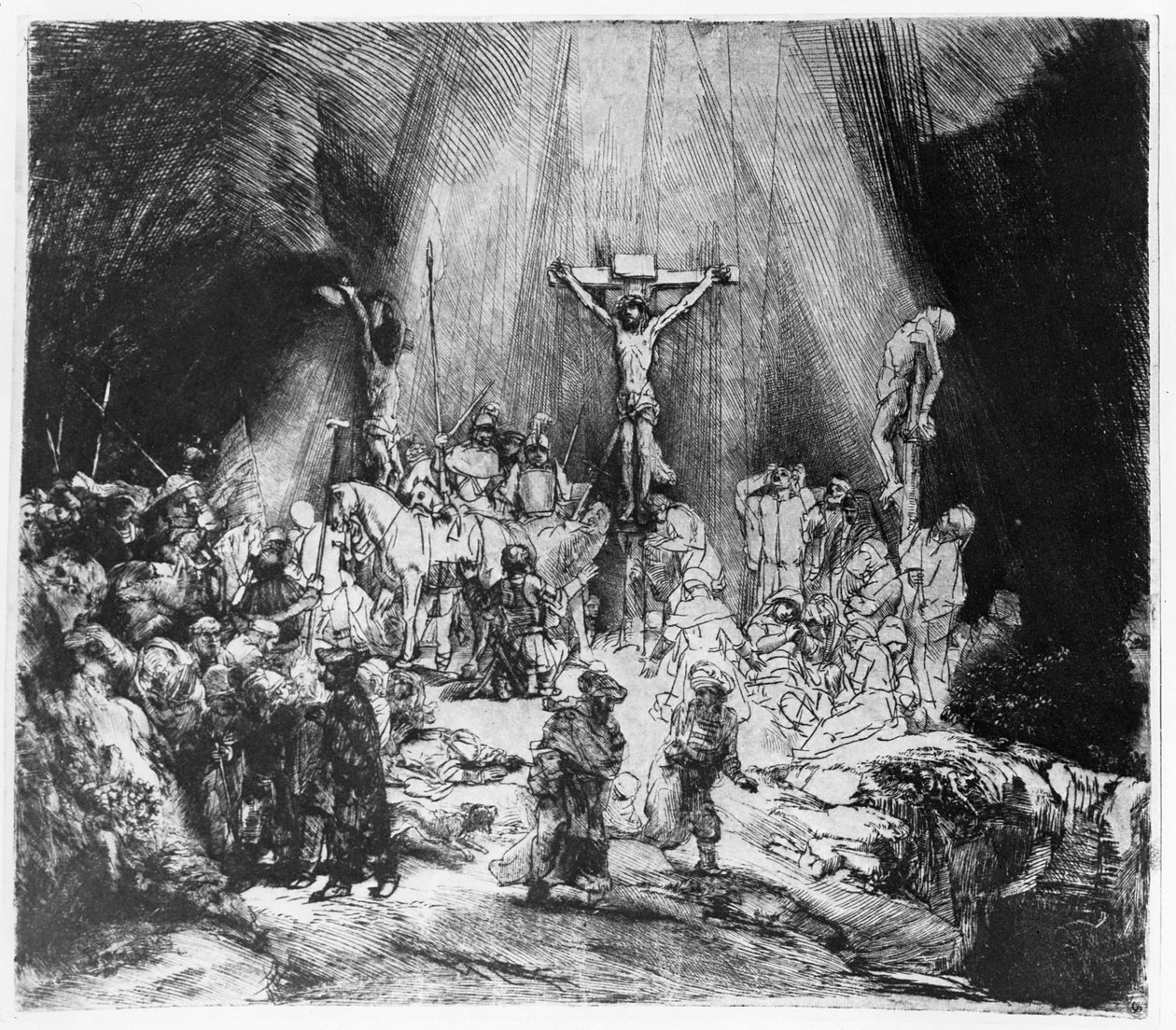 As Três Cruzes, 1653 (ponto seco) de Rembrandt van Rijn