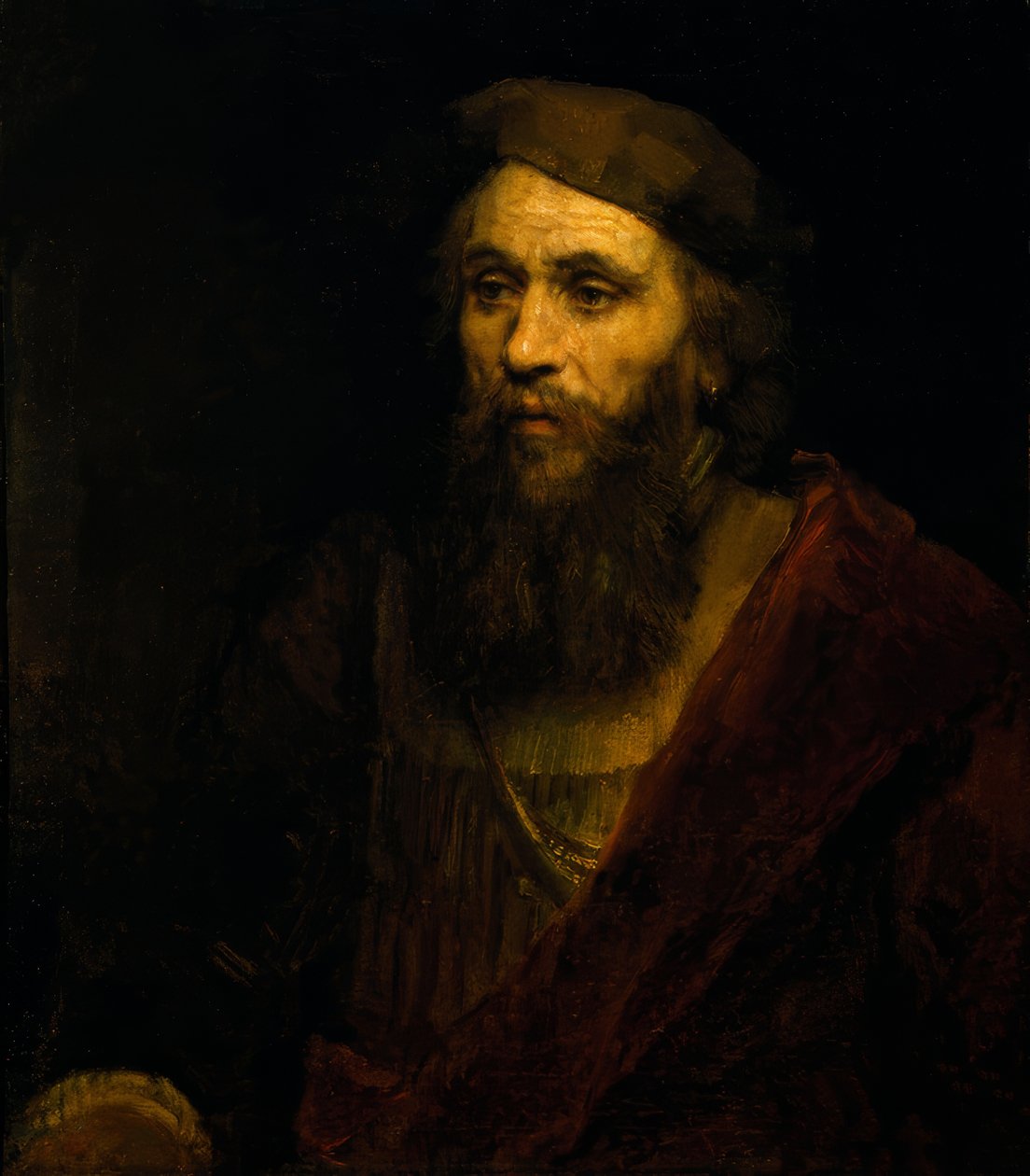 Homem barbudo com tampa de Rembrandt van Rijn