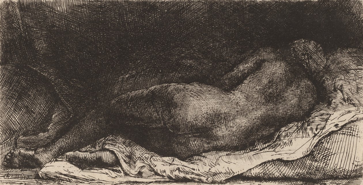 Negra Deitada, 1658. de Rembrandt van Rijn