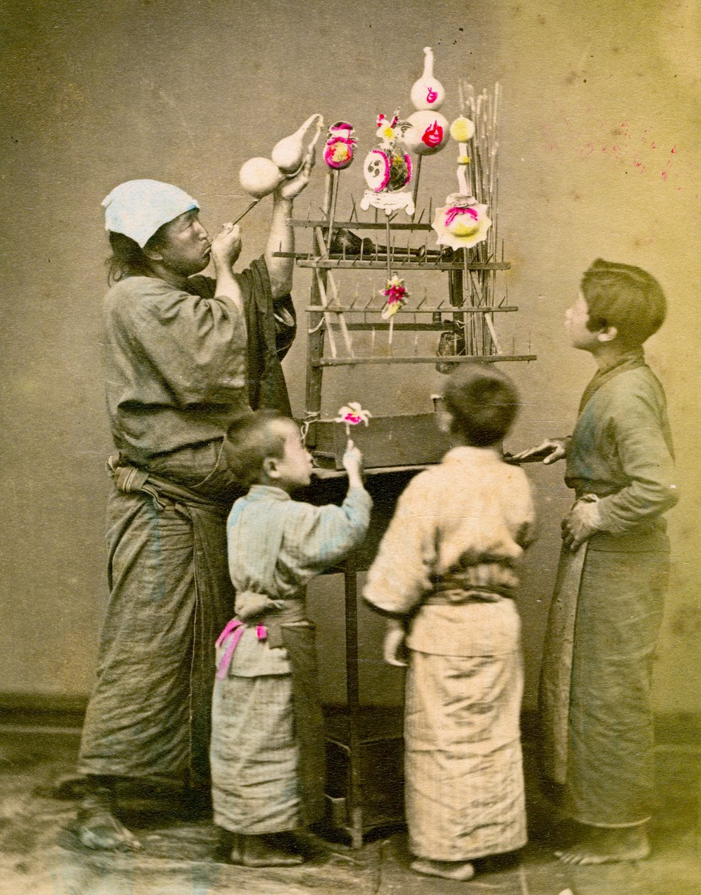 Vendedor de Balões. c1875 de Renjo Shimooka