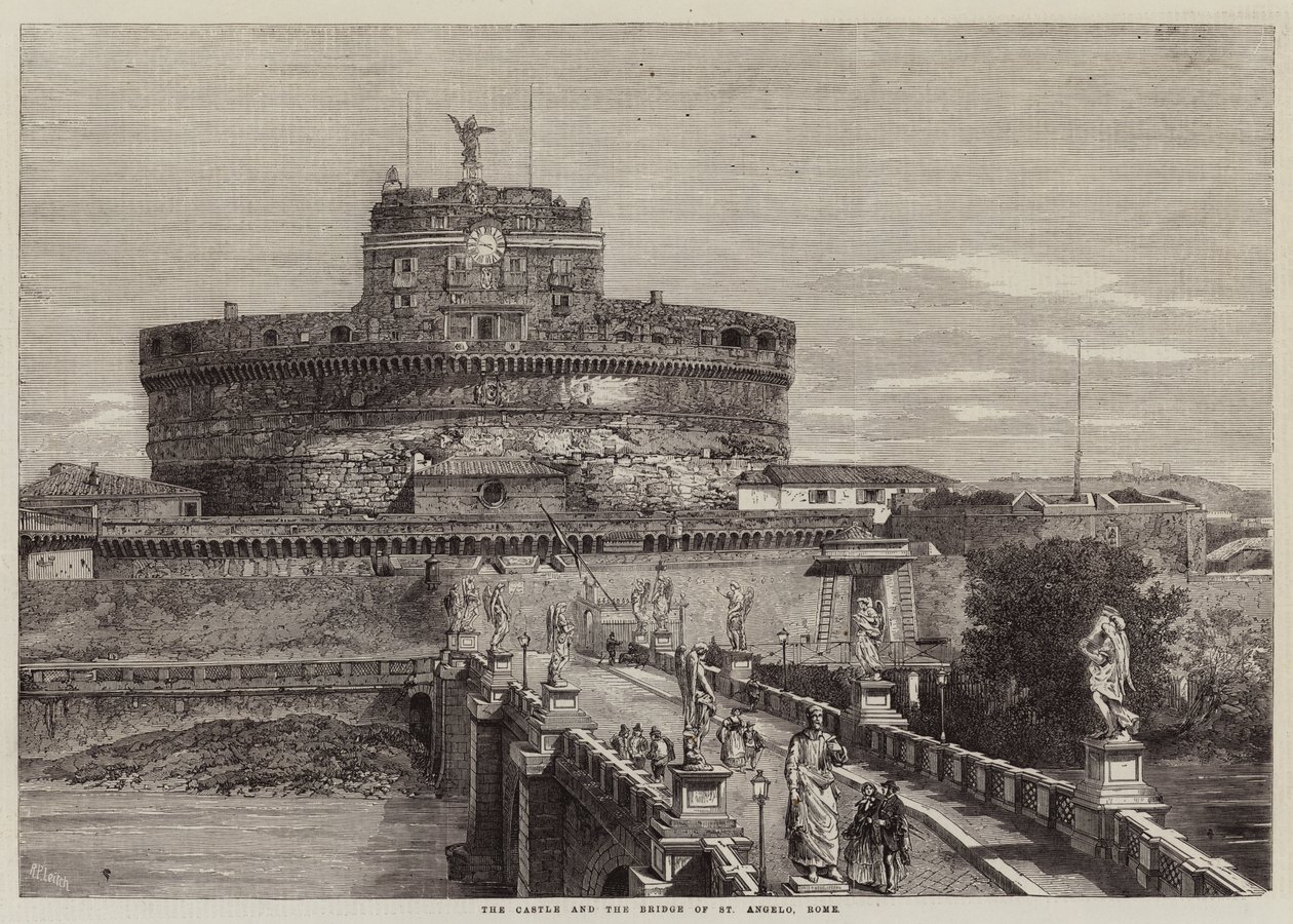 O castelo e a ponte de St Angelo, Roma de Richard Principal Leitch