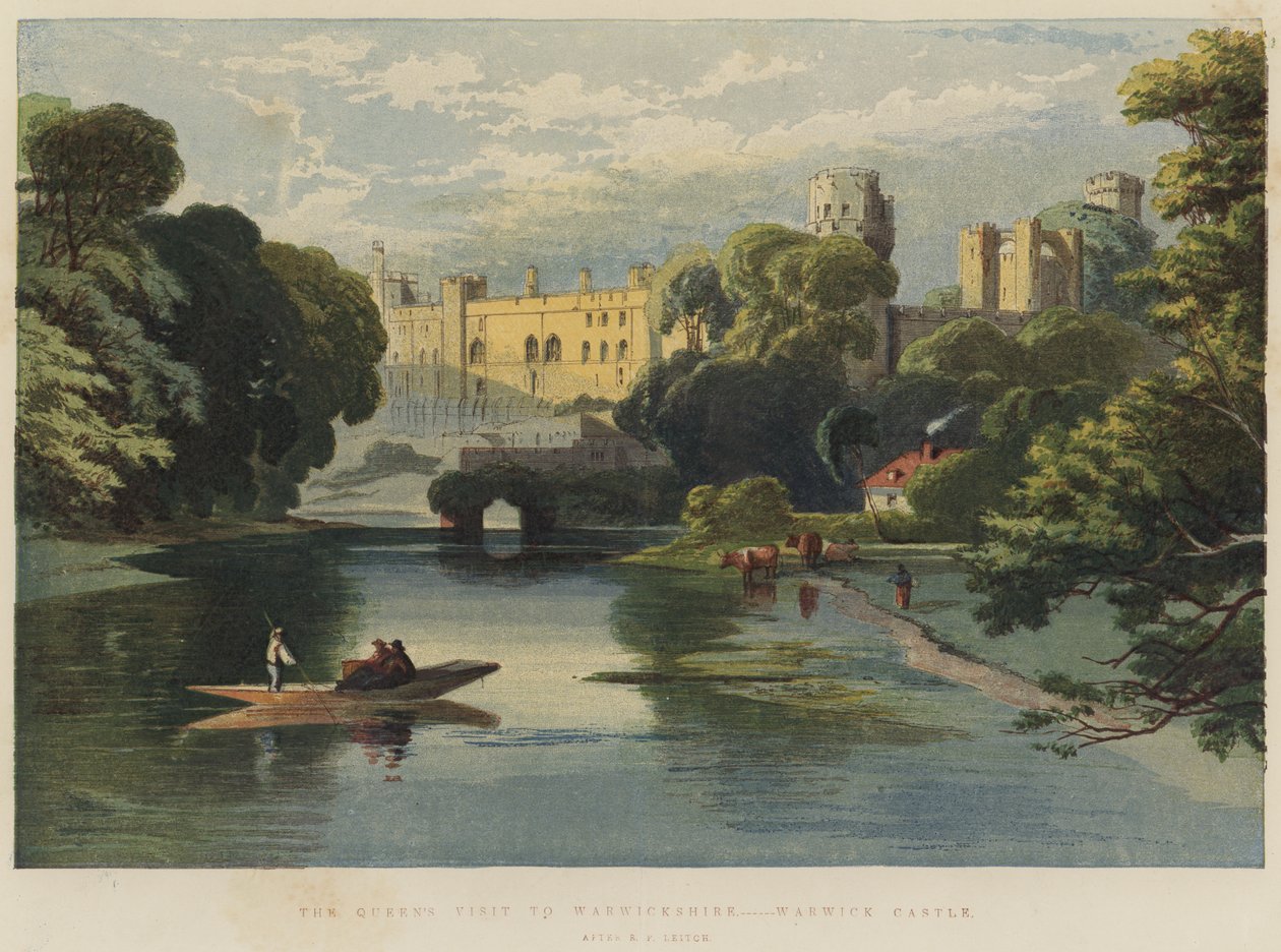 Visita da Rainha a Warwickshire, Castelo de Warwick (Chromolitho) de Richard Principal Leitch