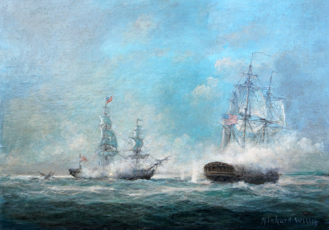 Engajamento entre o macedônio e os Estados Unidos 1812 de Richard Willis