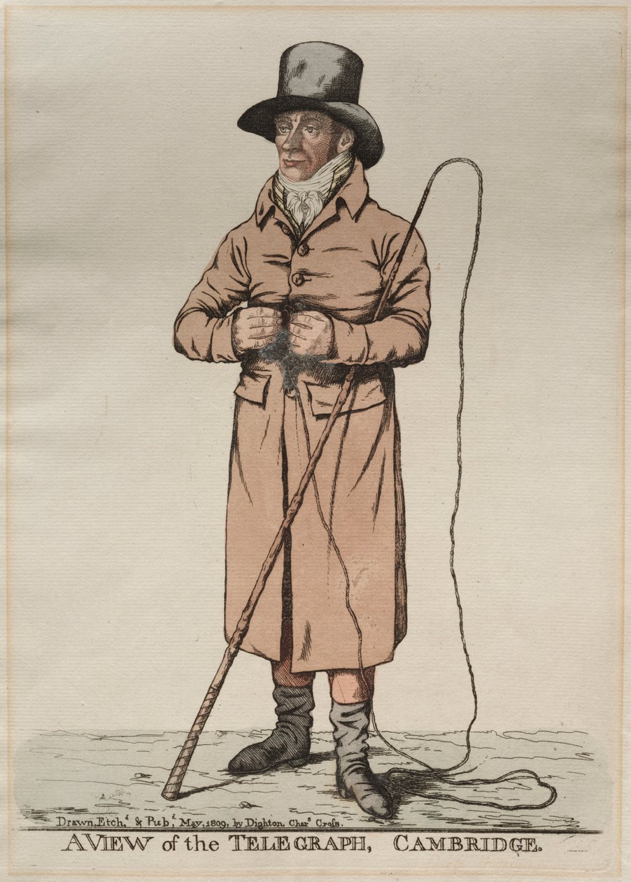 Uma vista do telégrafo, Cambridge, 1809. de Richard Dighton