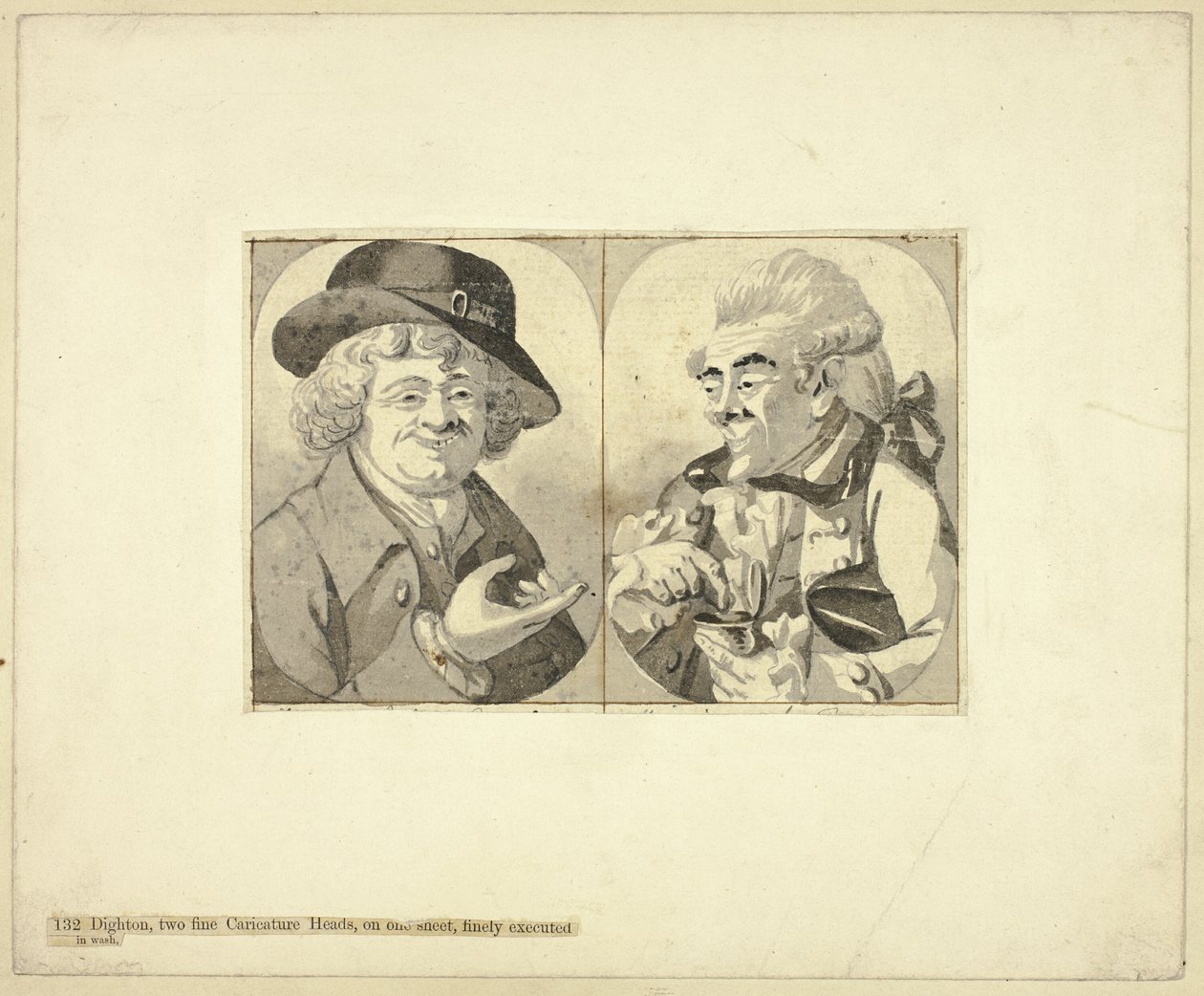 Duas caricaturas de busto de Robert Dighton