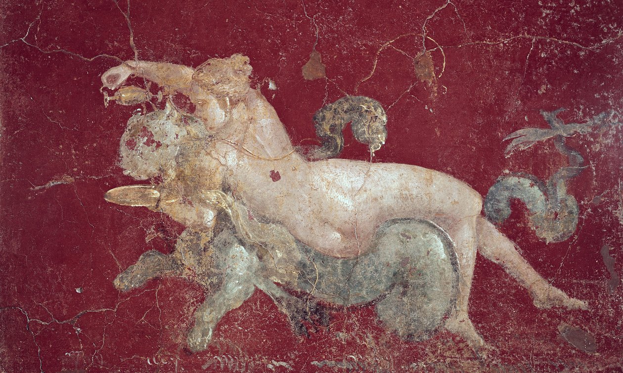 Nereida montado em um tigre marinho, de Stabiae, antes de 79 dC de Roman