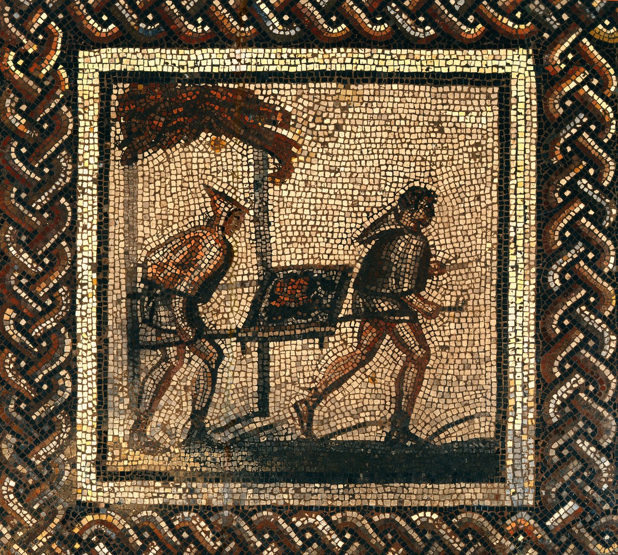 Transporte de estrume, de Saint-Roman-en-Gal (mosaico) de Roman