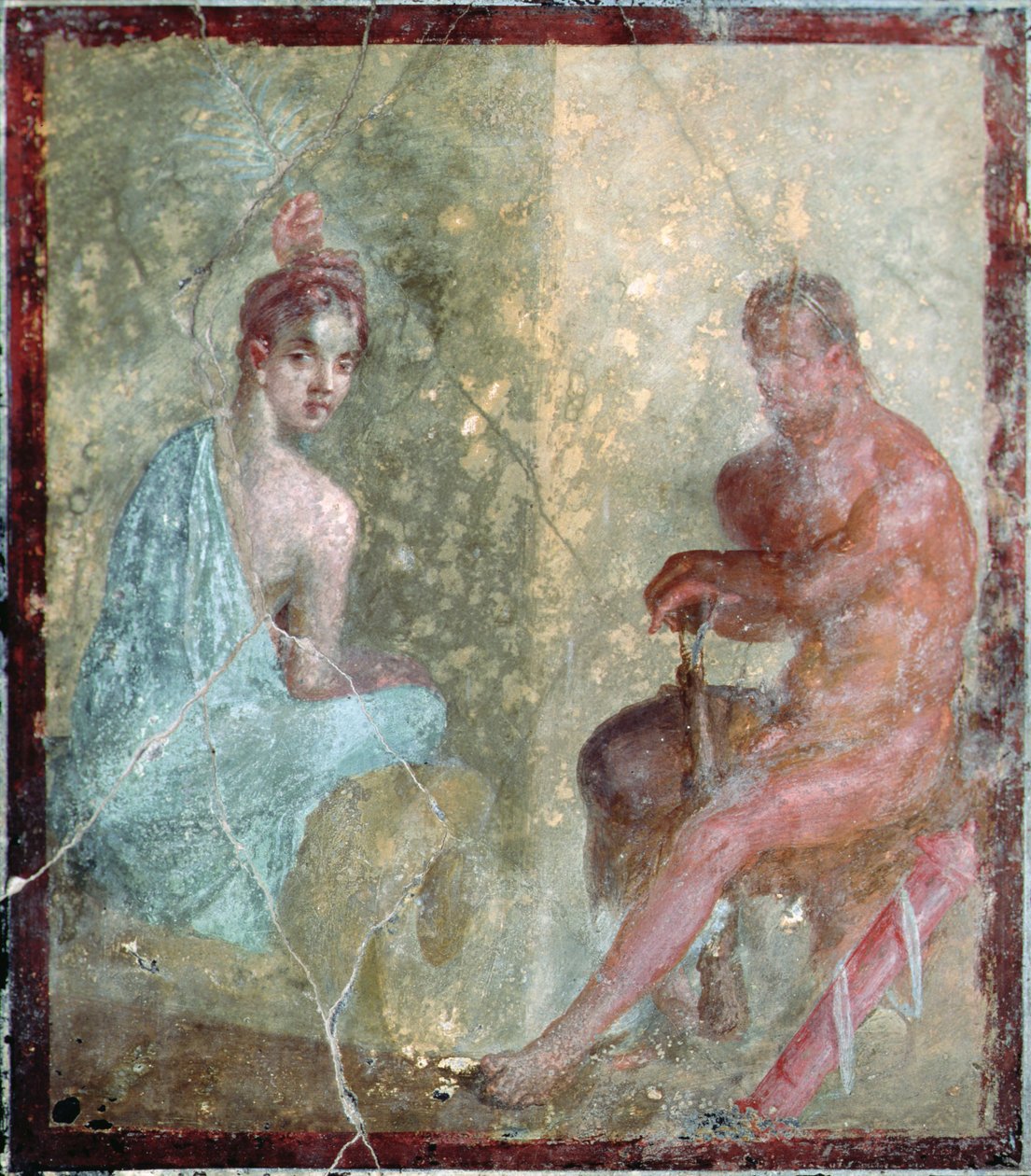 Casal sentado, Pompéia, Itália (fresco) de Roman