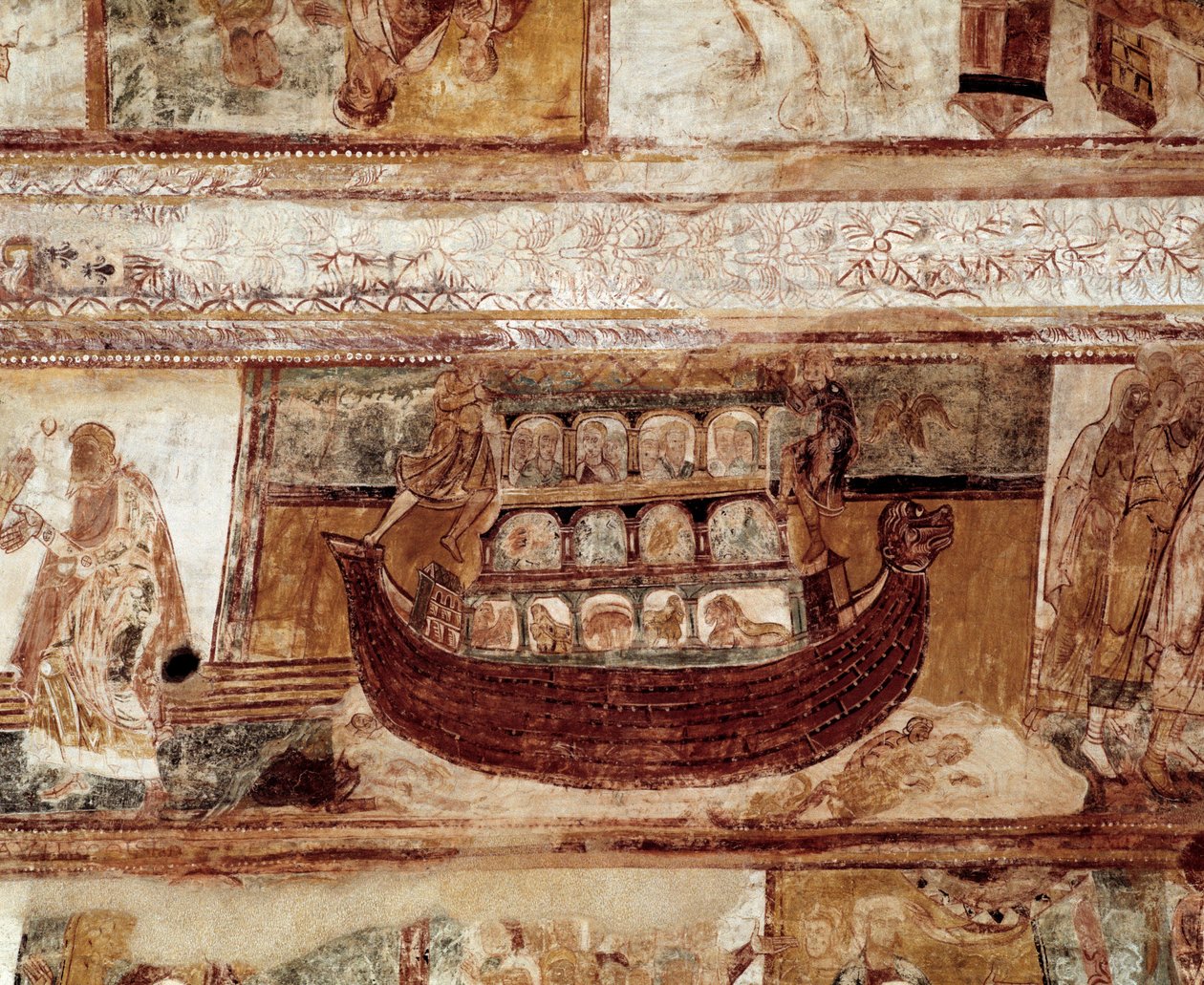 O arco de Noé (afresco do teto) de Romanesque