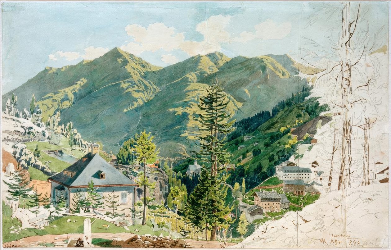 Vista de Gastein com pássaro Gamskar de Rudolf von Alt