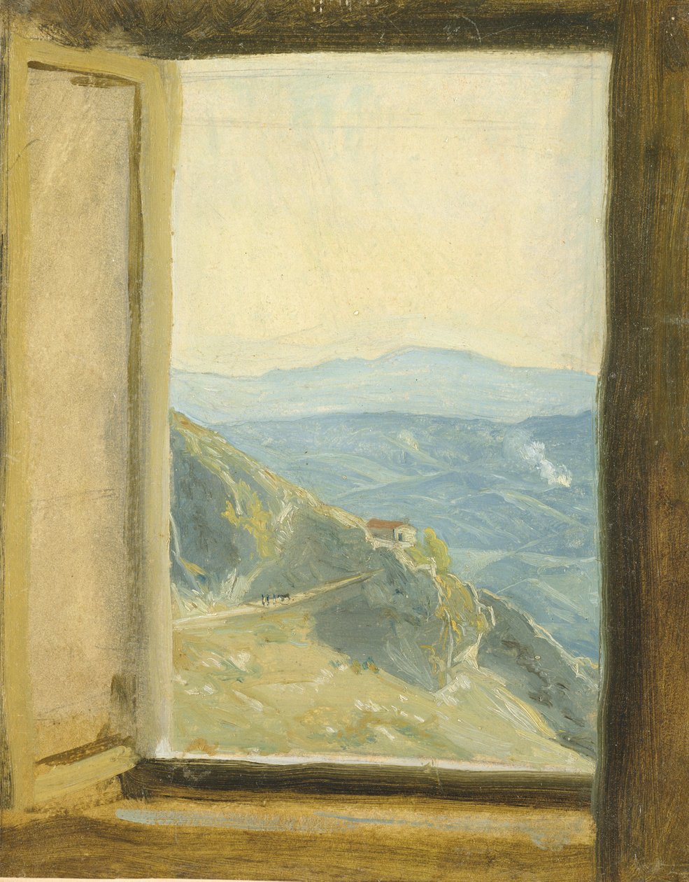 Vista da Campânia, c.1833 (óleo sobre papel montado no cartão) de Rudolph Friedrich Wasmann