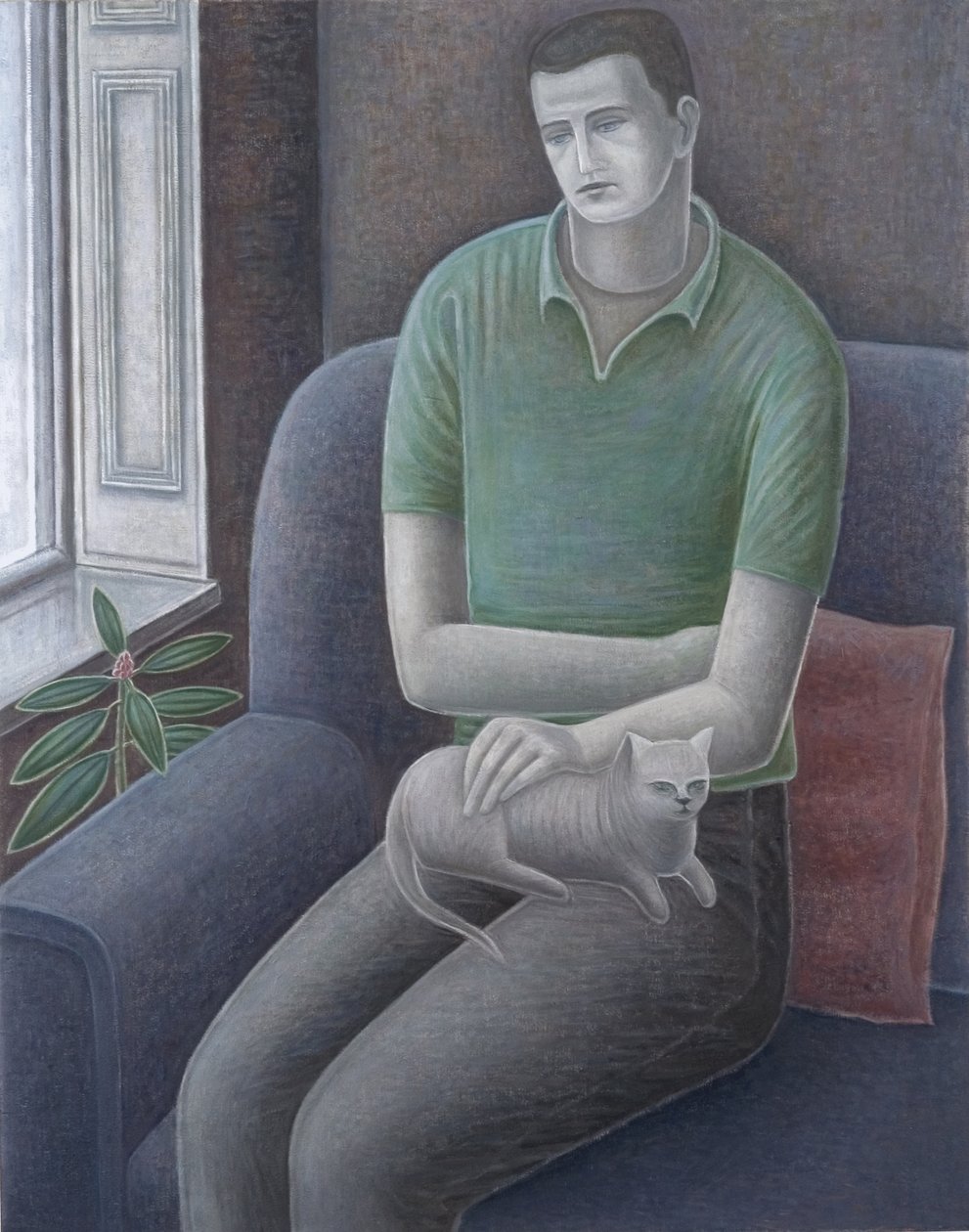 Jovem homem com gato, 2008 de Ruth Addinall