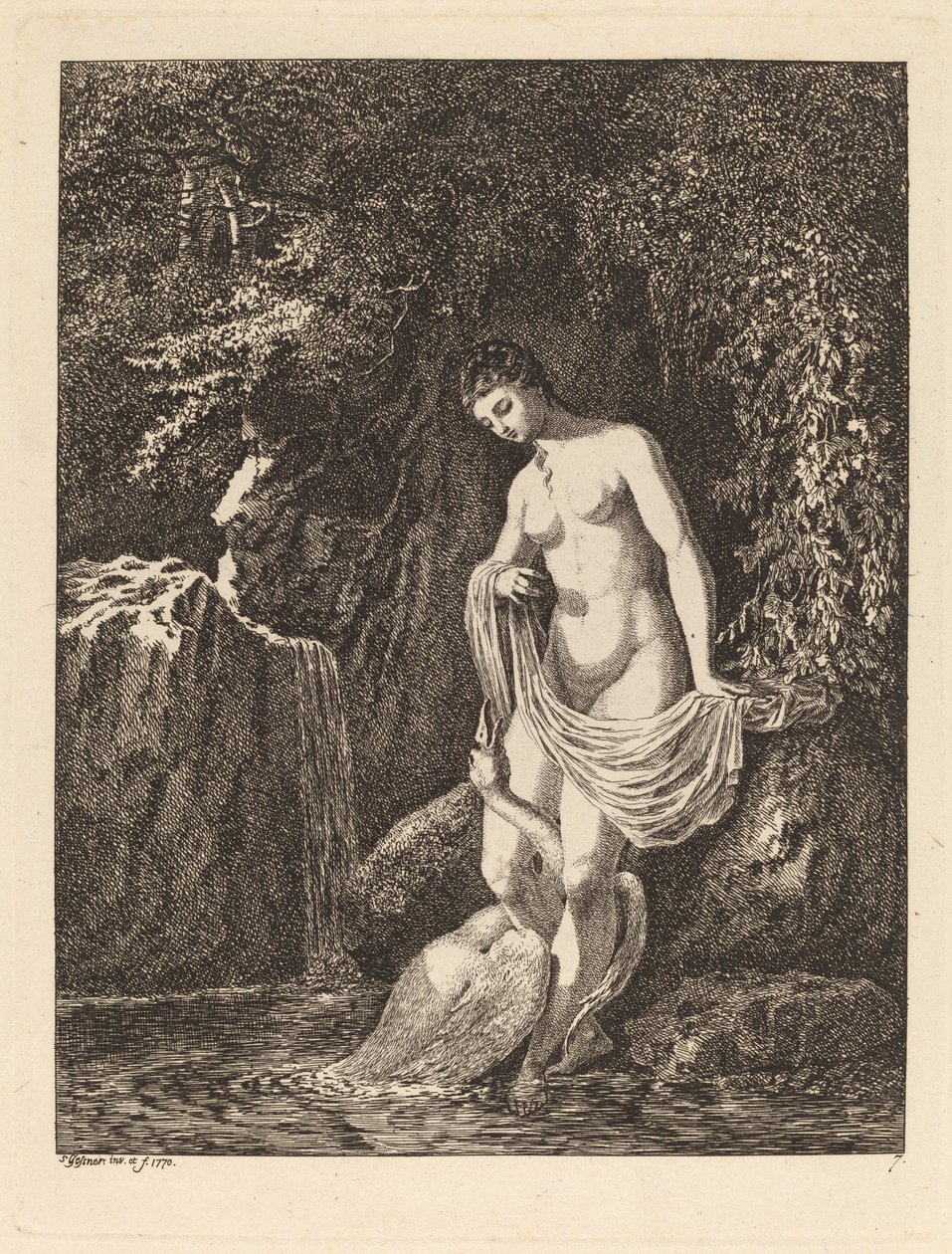 Leda e o Cisne, 1770. de Salomon Gessner