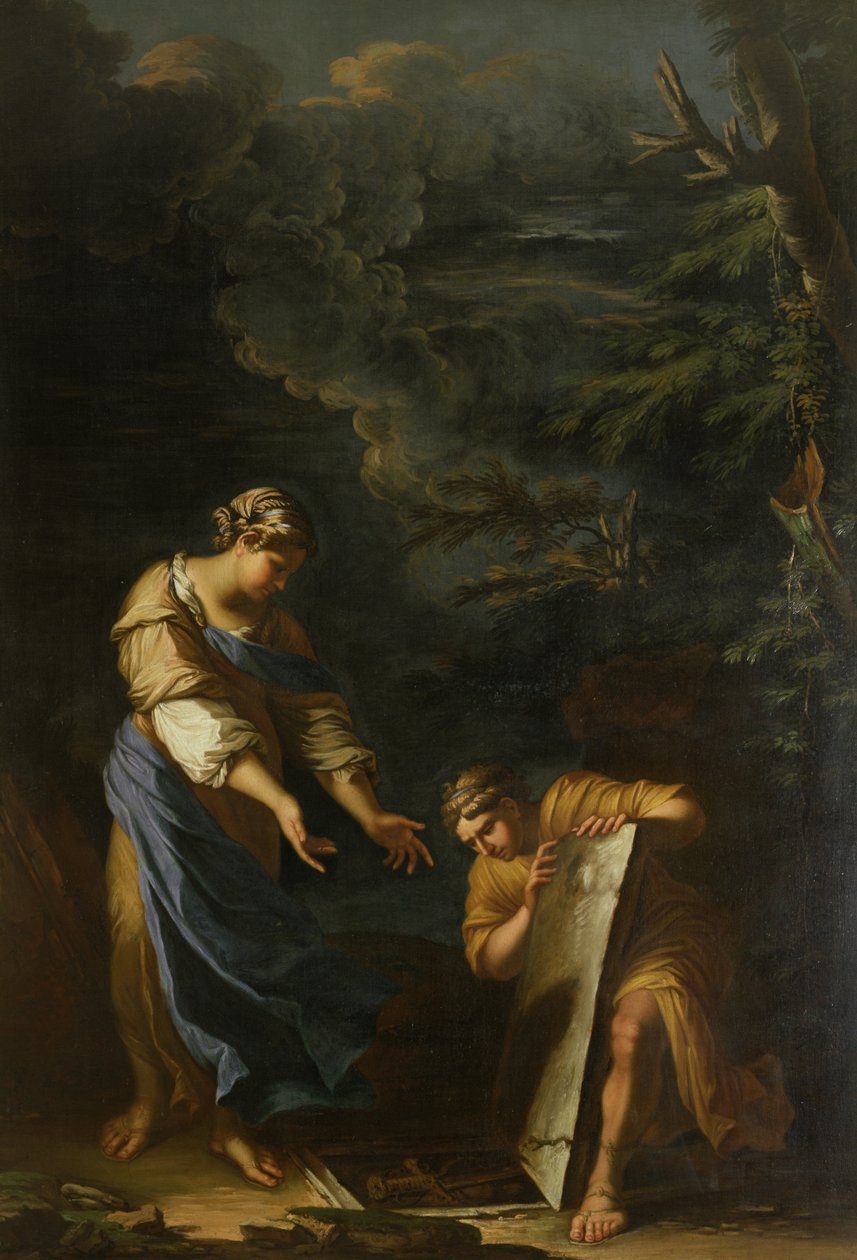 Theseus levantando a pedra de Salvator Rosa