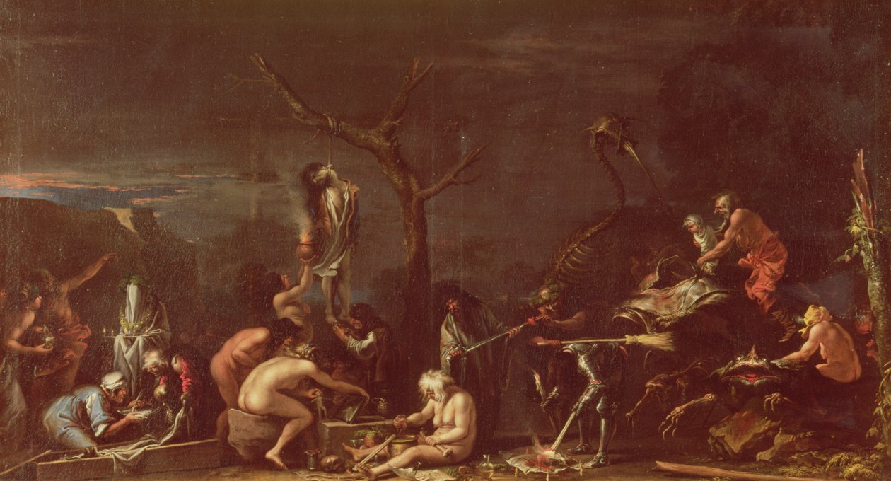 Cena de Bruxas (óleo sobre tela) de Salvator Rosa