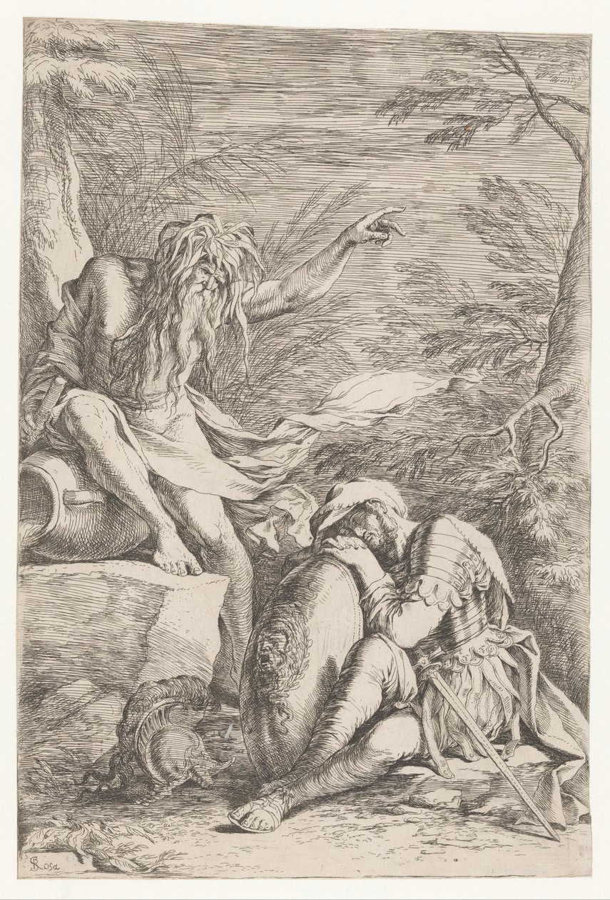 Tiberino aparece para Enéias de Salvator Rosa