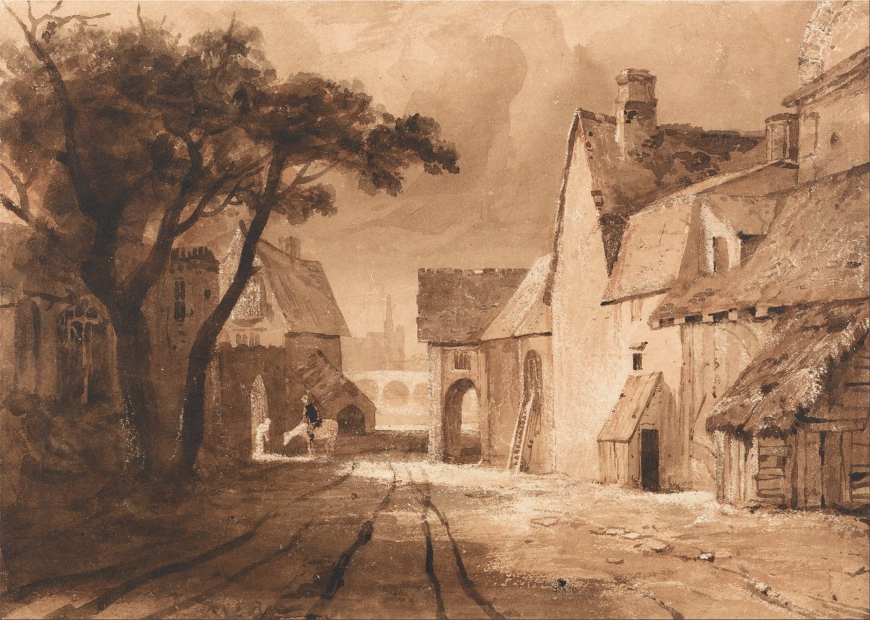 Estudo de edifícios antigos de Samuel Palmer