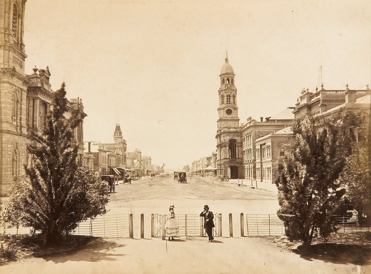 King William Street Adelaide, olhando para o norte da Victoria Square de Samuel Sweet