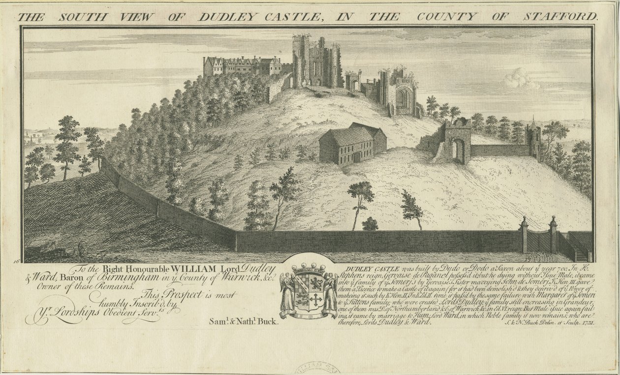 Castelo Dudley: gravura, 1731 de Samuel Buck