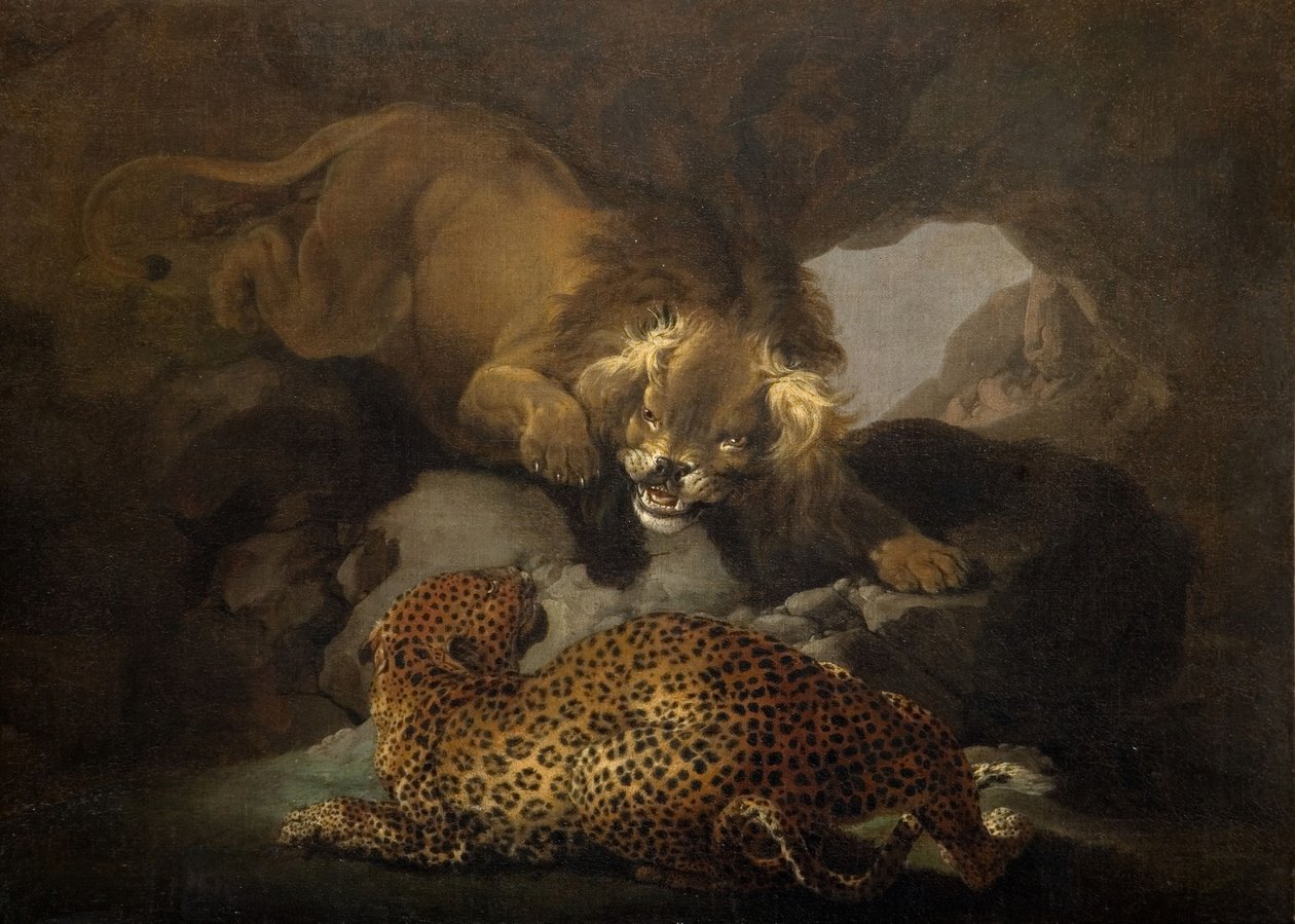 Leão e um leopardo, 1820. de Samuel Howitt