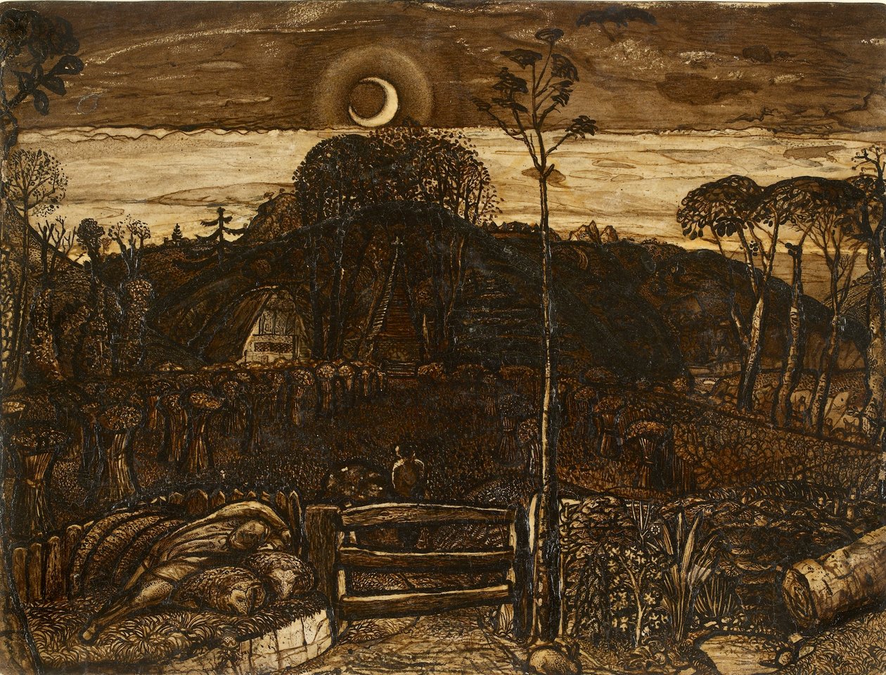 Crepúsculo tardio, 1825 de Samuel Palmer