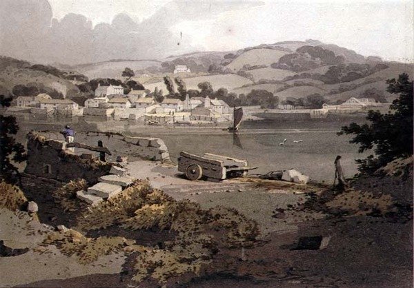 Paisagem, com rio e aldeia de Samuel Prout
