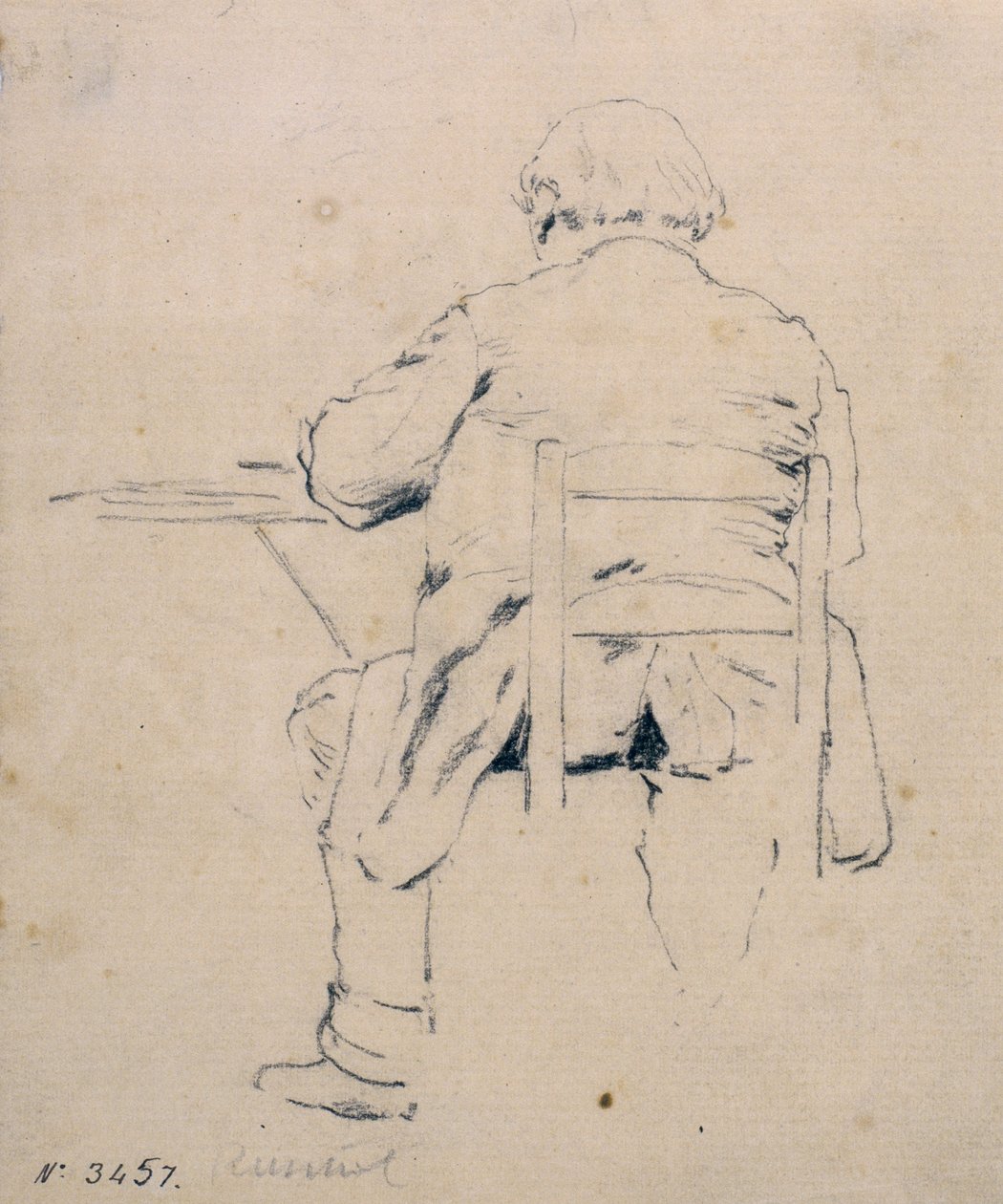 Homem sentado por trás de Santiago Rusiñol