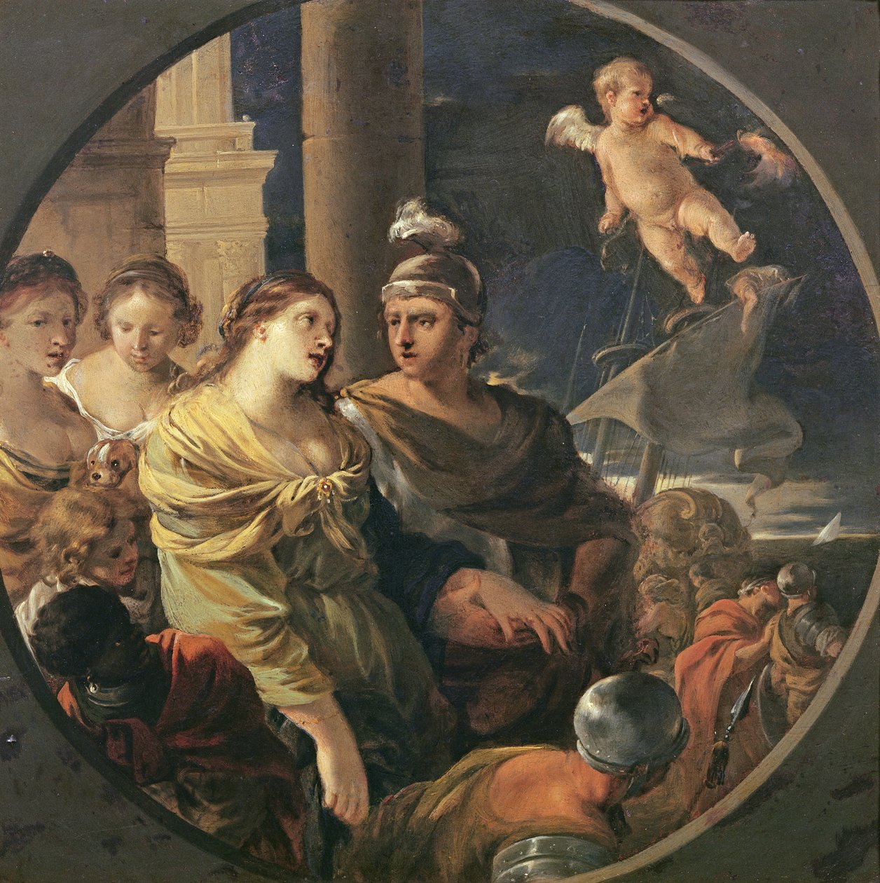 A despedida de Dido e Aeneas (óleo sobre cobre) de Sébastien Bourdon