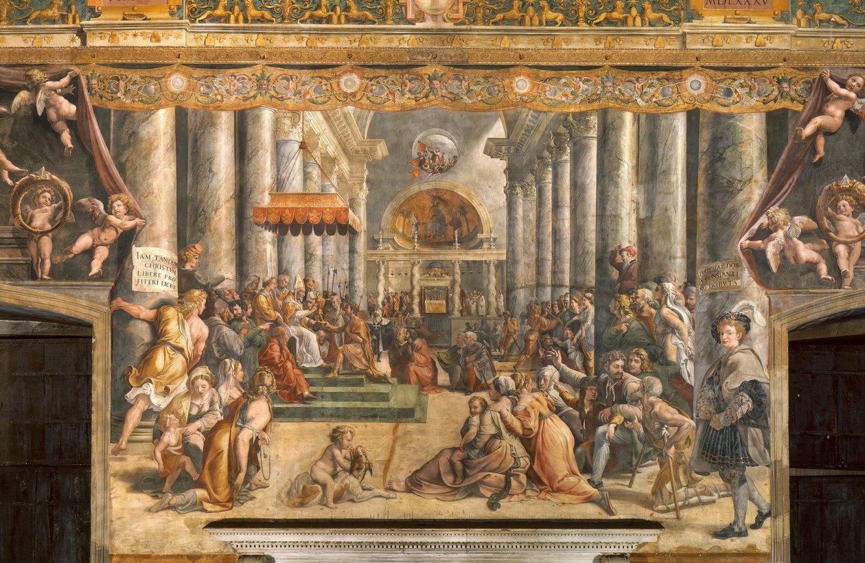 A doação de Roma de School of Raphael