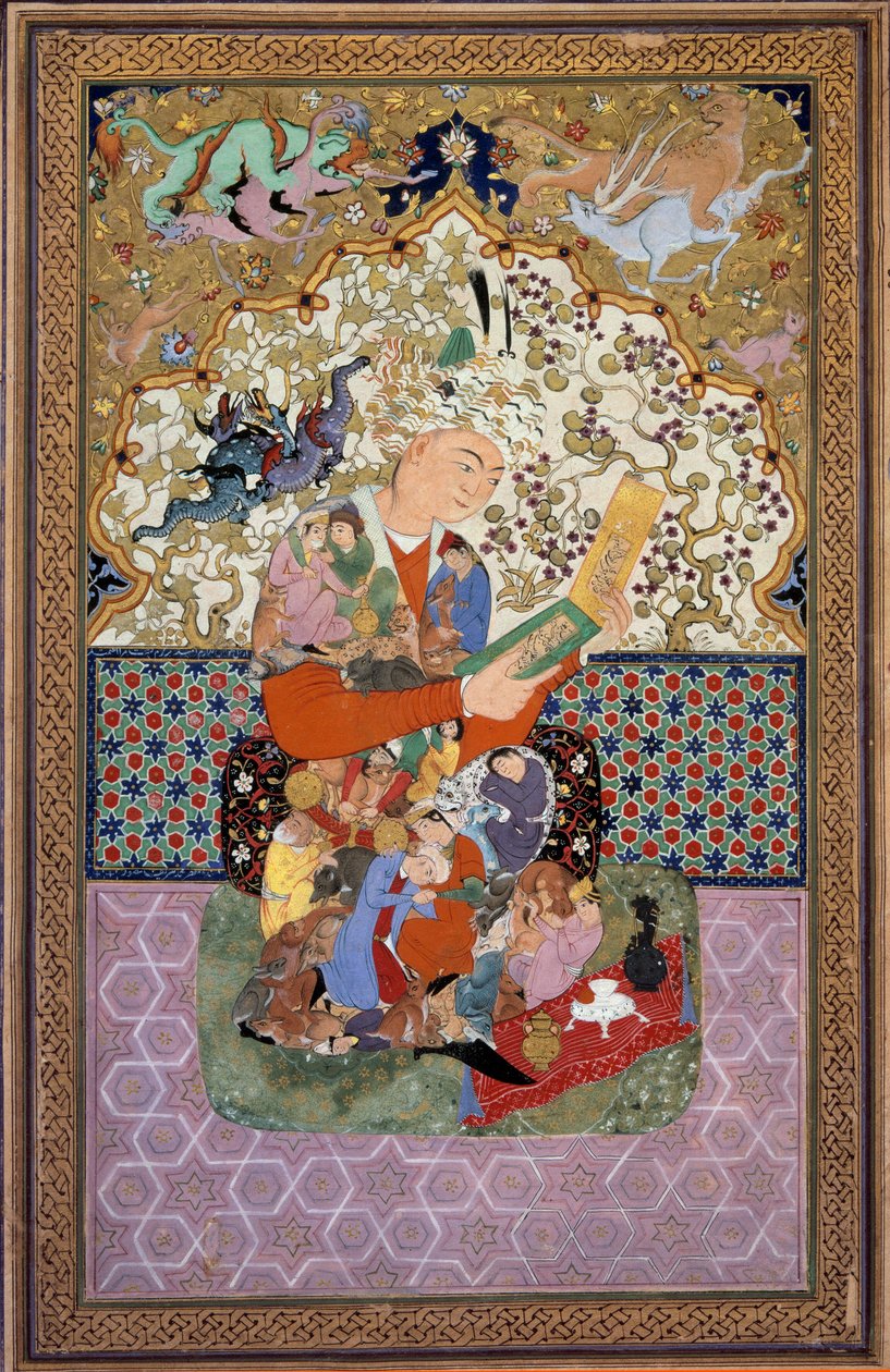 O leitor. Pintura do Irã de School Iranian