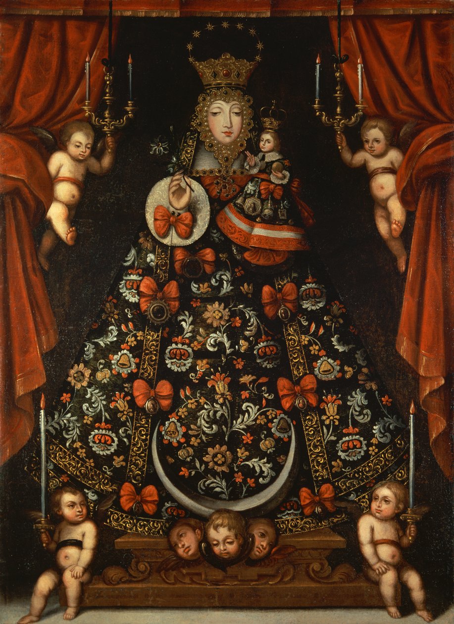 A Virgem (óleo sobre tela) de School Peruvian