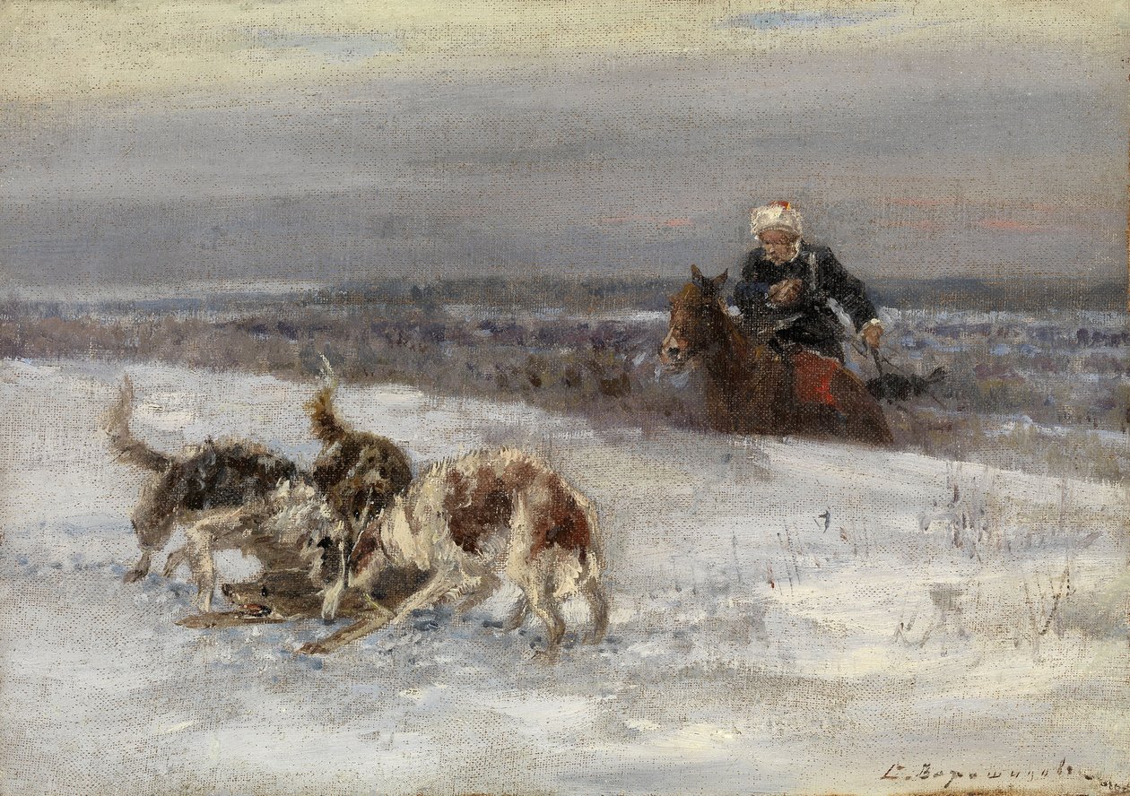 Cena de caça de Sergey Semyonovich Voroshilov